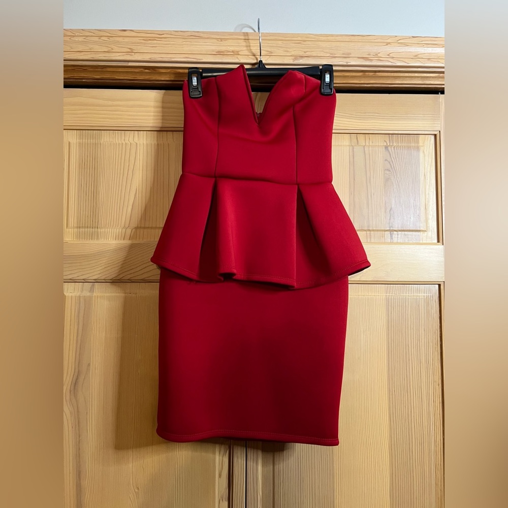 Red peplum dress